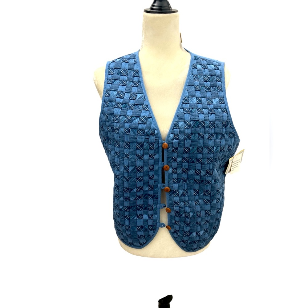 Koret City Blues Woven Quilted Vest Western Aztec VTG Rockabilly BohoCor Size S